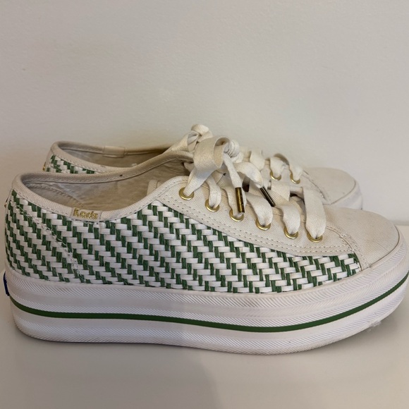 Kate Spade New York x Keds Triple Up Woven Platform Sneakers in Green/White, 7.5 - Picture 9 of 15